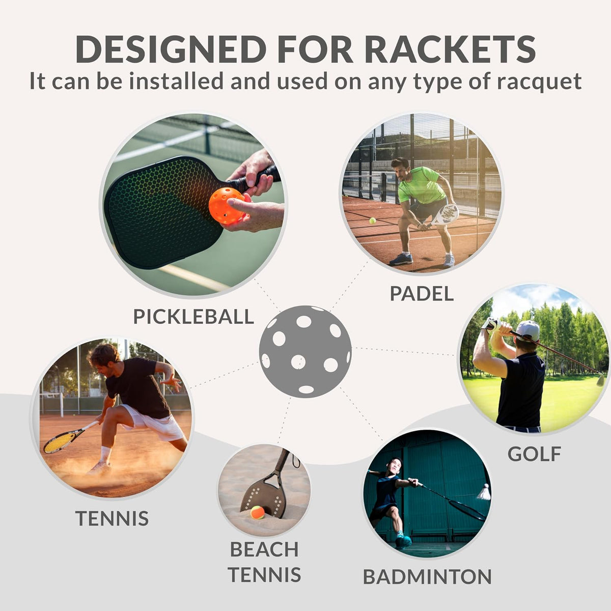 Pickleball Overgrip Tape - Pack of 6 - Extra Tacky White Pickleball Grip.