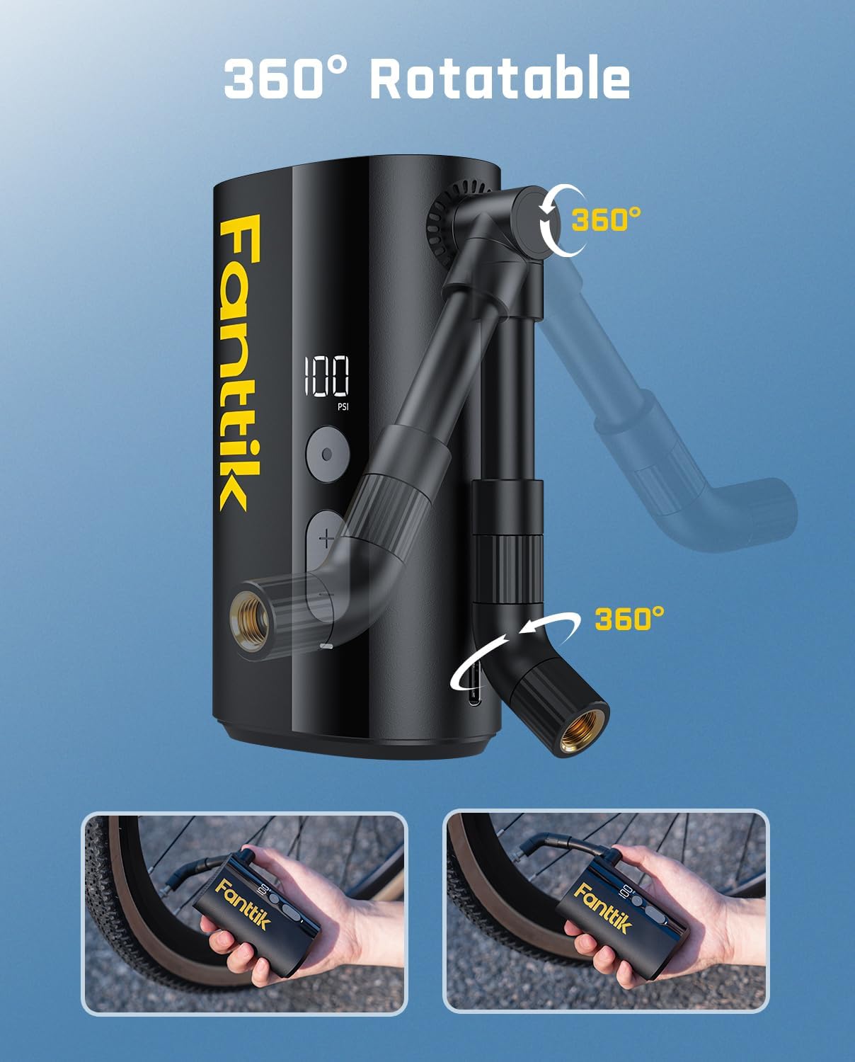 X9 Ace Mini Bike Pump, 32S bomba de aire inalámbrica de carga rápida y portable para bicicletas