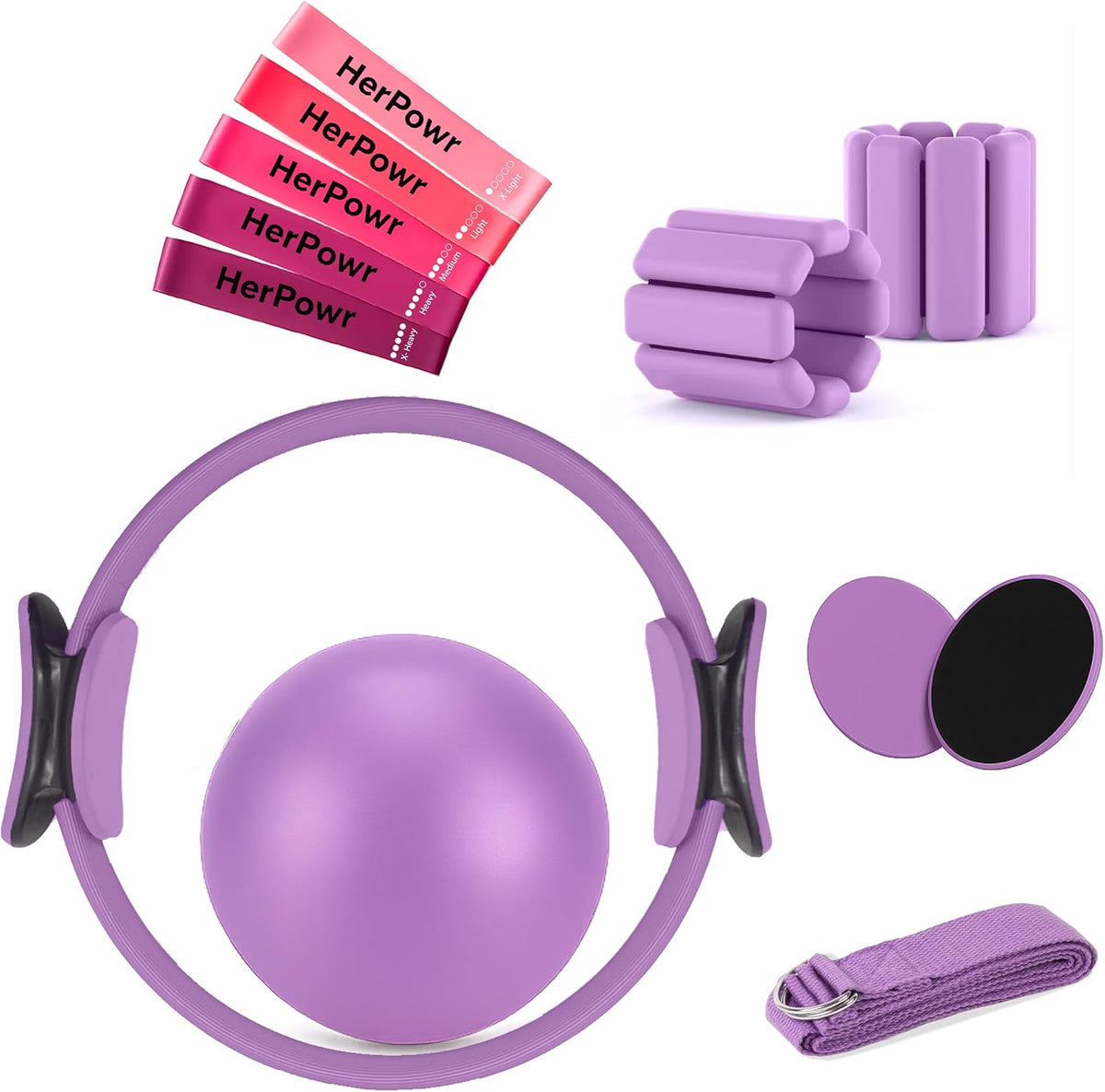 12-Piece Home Pilates Kit with Ring, Ball, Ankle Weights & Resistance Bands