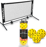 Small Mini Pickleball Net 5 Ft & Silent Pickleball Balls - Quiet Foam Pickleballs for Indoor and Outdoor Practice Bundle