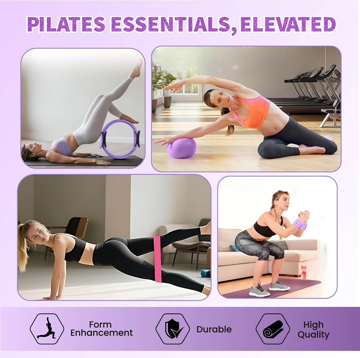 12-Piece Home Pilates Kit with Ring, Ball, Ankle Weights & Resistance Bands