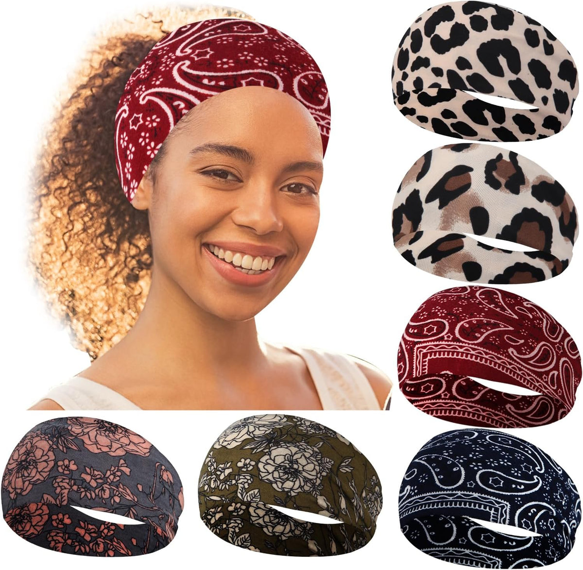 Workout Wide Headbands for Women Non Slip, Super Soft Yoga Running Exercise Head Bands