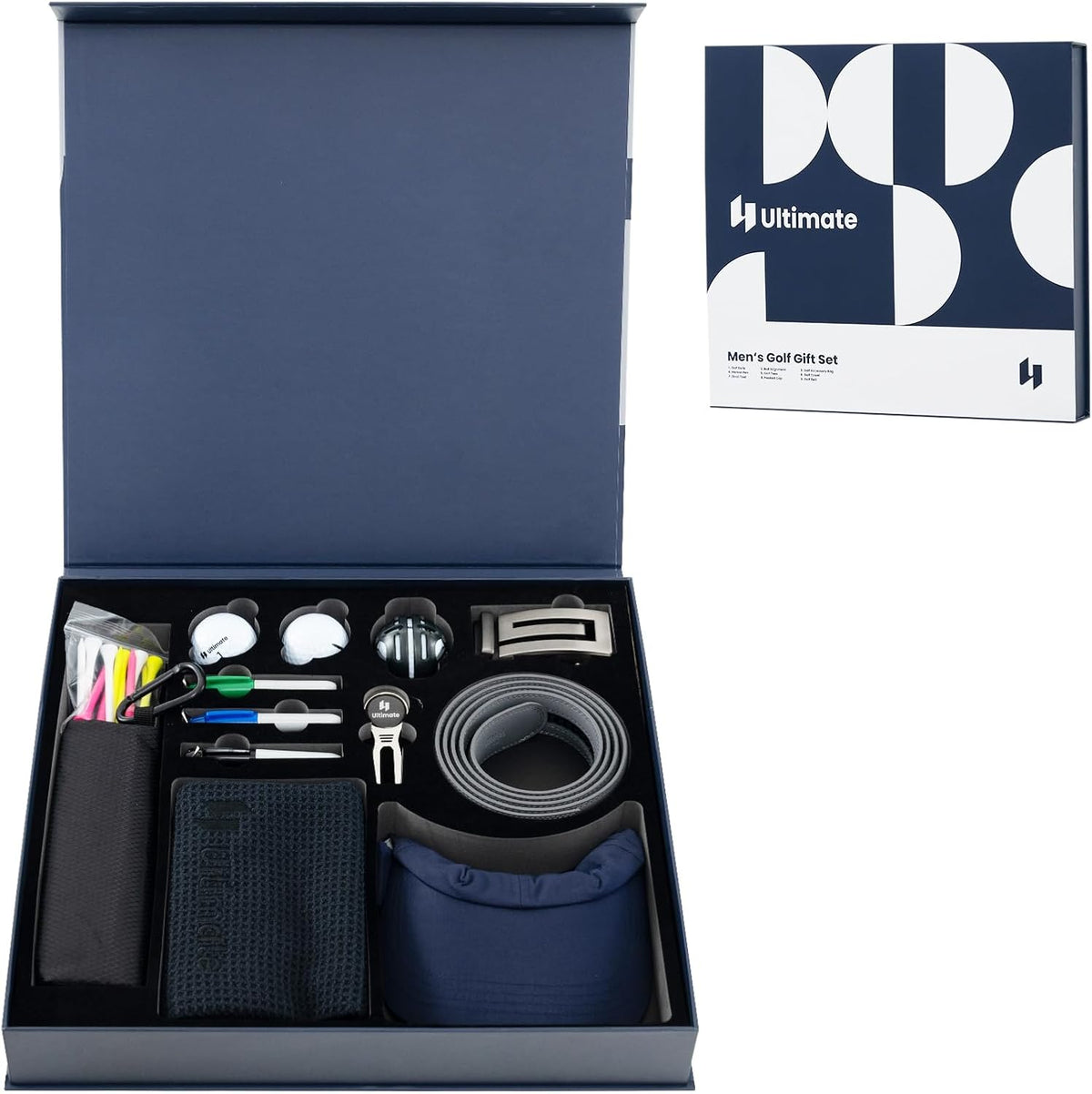 Complete Golf Accessories Gift Set with Balls, Tees, Towel, Belt & Divot Tool