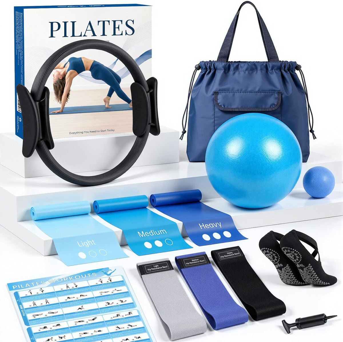 Complete Home Pilates Kit with Ring, Ball & Resistance Bands