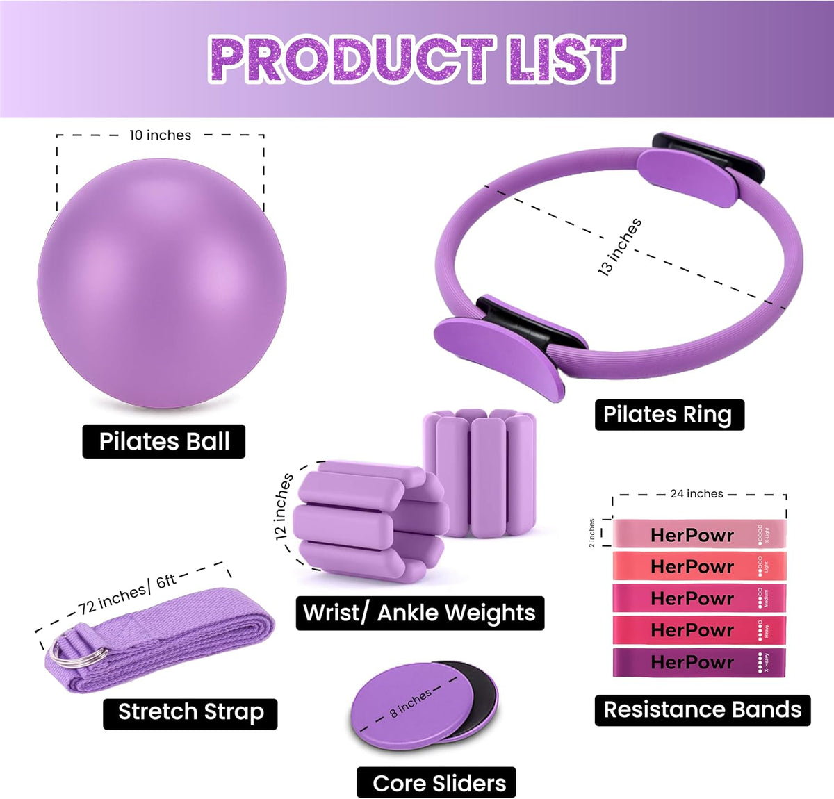 12-Piece Home Pilates Kit with Ring, Ball, Ankle Weights & Resistance Bands