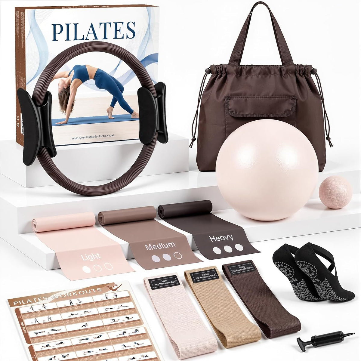 Complete Home Pilates Kit with Ring, Ball & Resistance Bands