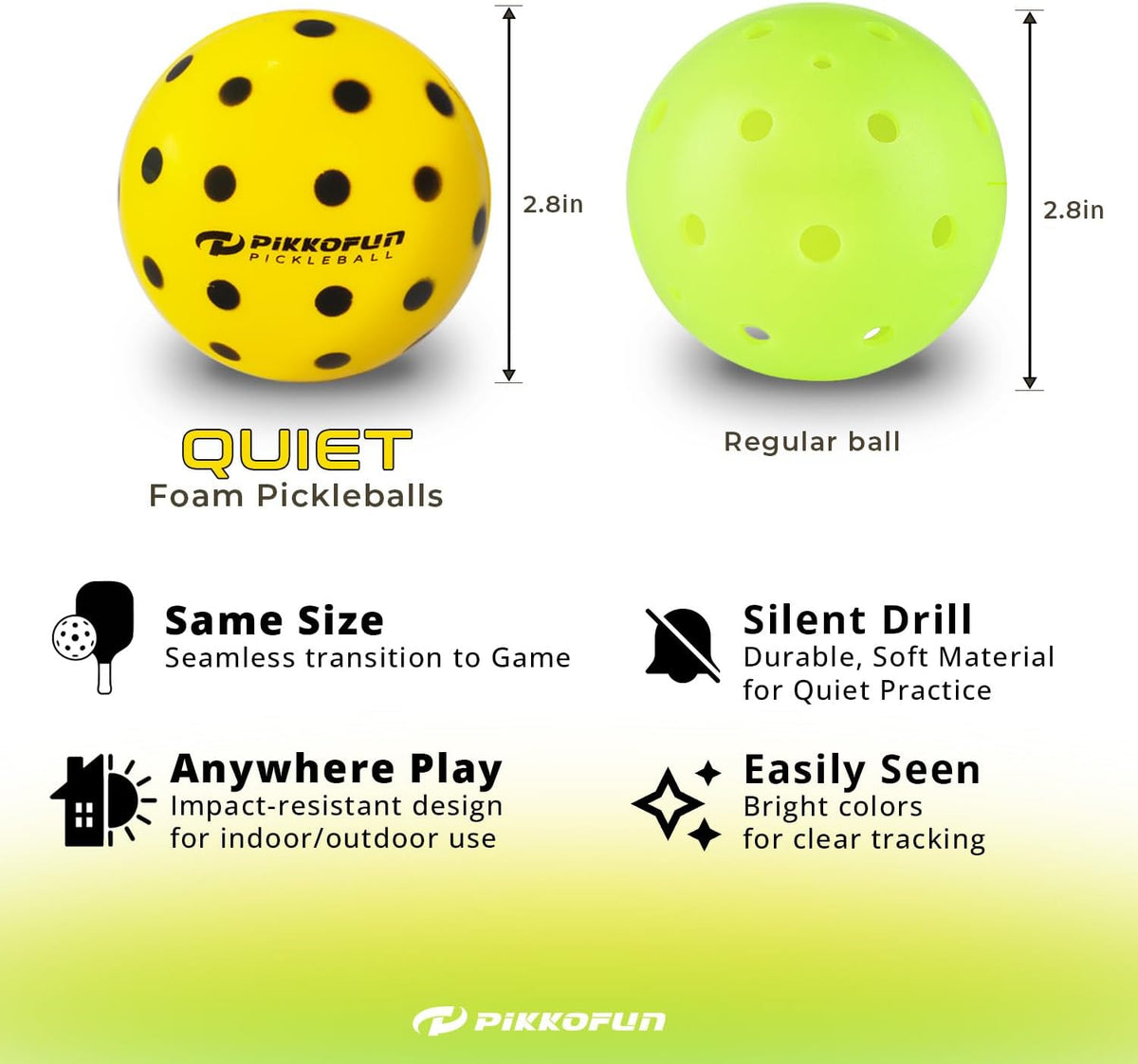 Small Mini Pickleball Net 5 Ft & Silent Pickleball Balls - Quiet Foam Pickleballs for Indoor and Outdoor Practice Bundle